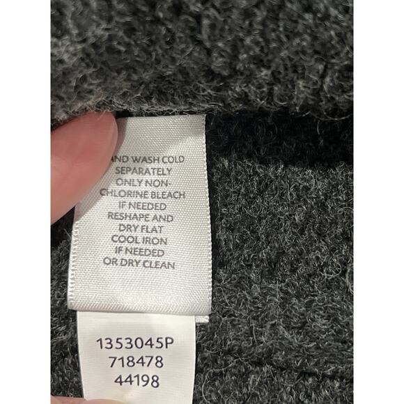 J.Jill Wool Blend Fair Isle Gray Button Cardigan Women's Size L Chevron w Beads - Picture 7 of 11